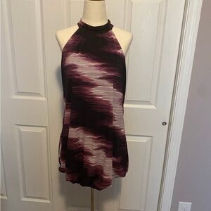 Vanity Women’s Purple Abstract Halter Neck Sleeveless Dressy Top Size Medium
